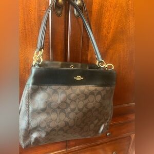 Coach Brown and Black Signature Tote Bag